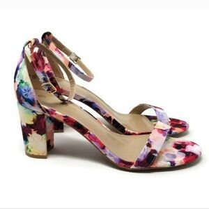 Dream Pairs Chunk Block Heel Floral Strappy Mid 3" Heel Sandals 9.5